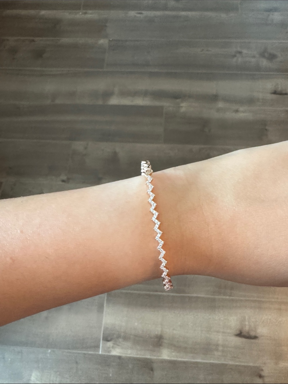 APM Monaco Delicate Zigzag Crystal Tennis Bracelet - rose gold and adjustable
